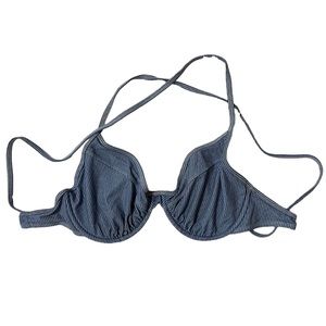 Body Glove Solo Underwire Pinstripe Blue and White Bikini Top Size DD